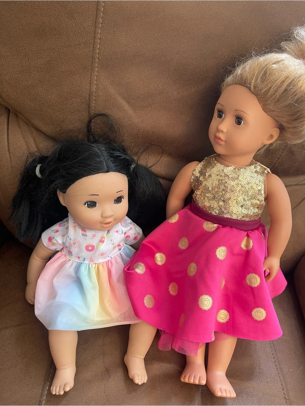 Fashion Play Doll in Pink & Gold Party Dress - Brand Unspecified